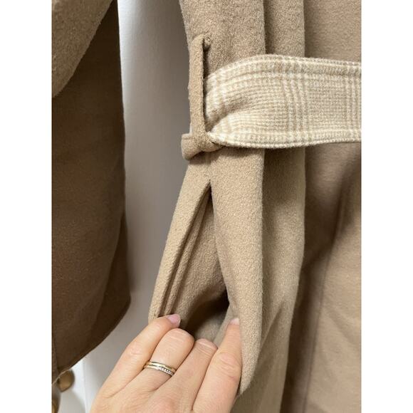 UNIQLO Womens Wool Blend Belted Longline Wrap Coat Size 4 Beige Neutral Capsule - Picture 6 of 6